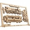 UGEARS 2.5D Steam Express encadré - Kit de modèle de Train Classique en Bois avec Roues Mobiles, mécanismes et Portes - Kits 