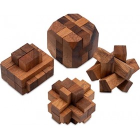 LOGOPLAY Lot de 4 jeux de puzzle 3D - Jeux de réflexion - Jeux de patience - Jeux de logique dans une boîte cadeau décorative