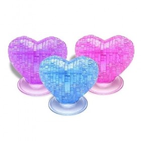 Puzzle effet crystal cœur 3D rose