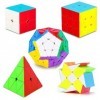 Coolzon Lot de 5 Cubes Magiques - 2x2x2 3x3x3 Fenghuolun Megaminx Pyraminx Triangle - Puzzle 3D Facile à Tourner - Cadeau de 