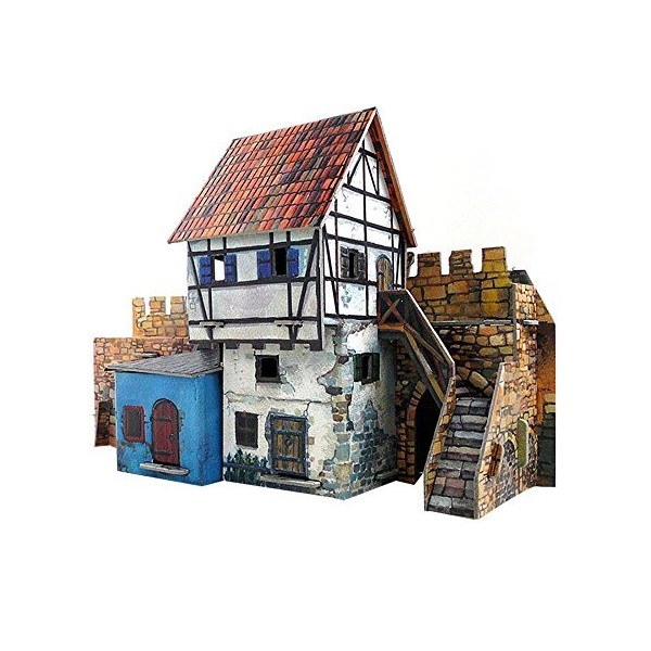 Keranova keranova250 27 x 10 x 17 cm Papier Clever médiéval Town House près du Mur 3D Puzzle