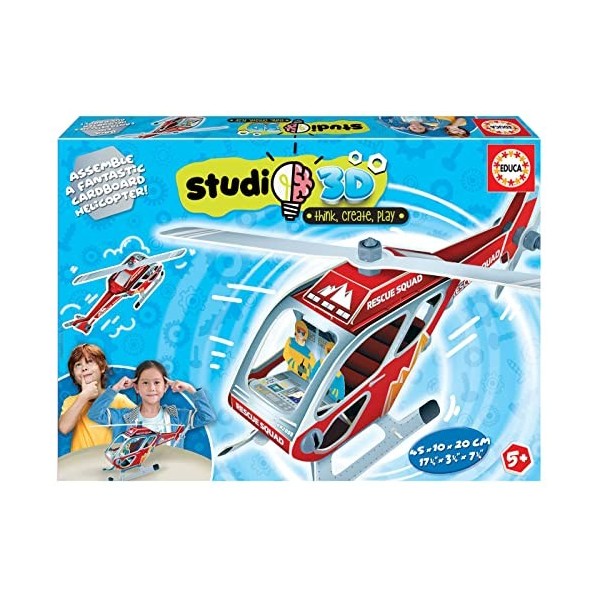 Educa - Puzzle 3D Studio 3D Hélicoptère, Puzzle pour Enfants Casse-tête pour Développement, Agilité et Amusement les garçons