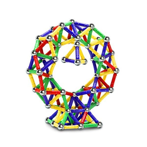 Jvchengxi 144 Pièces Bâtons Magnétiques, Jouets de Construction éducatifs Cadeau Ensemble 3D Jouet de Puzzle des Adultes et d
