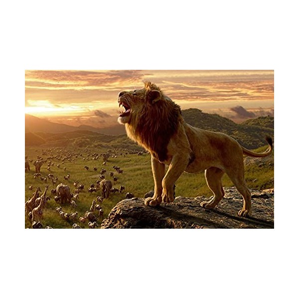 YANCONG Puzzle Adulte 300 Pièces, Puzzle 3D Un Lion Rugissant Au Sommet De La Montagne Cadeaux Uniques Décoration dart Mural