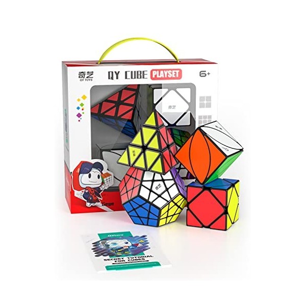 ROXENDA Speed Cube Set, Cube de Vitesse Pyramide Megaminx Skewb Ivy Cube - Collection Cube Magique Fast pour Enfants Adultes,