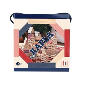 KAPLA - Jeu de Construction avec 120 planchettes en Bois colorés Nature, Rouge, Rose, Bleu Foncé , Jouet en Bois, dès 2 Ans