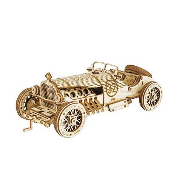 ROKR 3D Puzzle en Bois pour Adultes Enfants Vintage Grand Prix Voiture modèle Kits Cadeau Adolescents