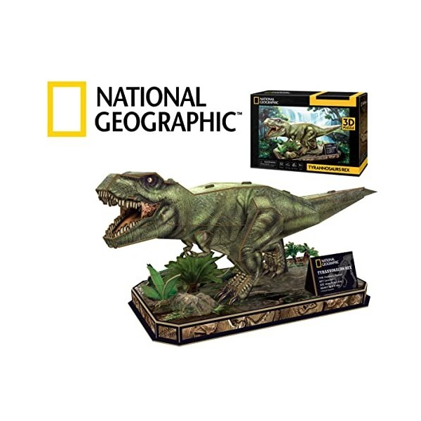 Party town- National Geographic Tyrannosaure Jouets 3D Enfants 8 Ans ou Plus, Puzzle T Rex, Jeux de Dinosaures, 8436598031430