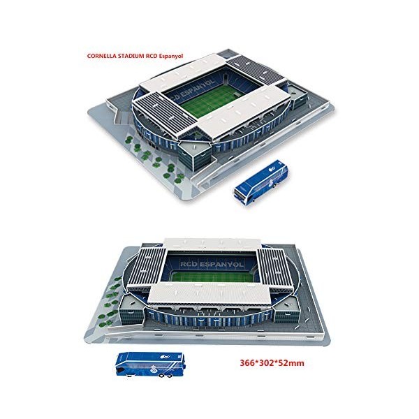 Aida Bz Sport Stade modèle 3D, Cornella Stade Espanyol Modèle Fans Souvenir Bricolage Puzzle, 14" X 11.8" X 2"