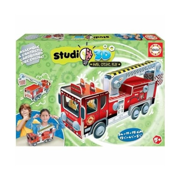 Educa - Puzzle 3D Studio 3D Camion des Pompiers, Puzzle pour Enfants Casse-tête pour Développement, Agilité et Amusement les