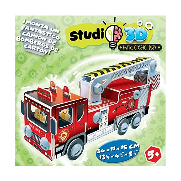 Educa - Puzzle 3D Studio 3D Camion des Pompiers, Puzzle pour Enfants Casse-tête pour Développement, Agilité et Amusement les