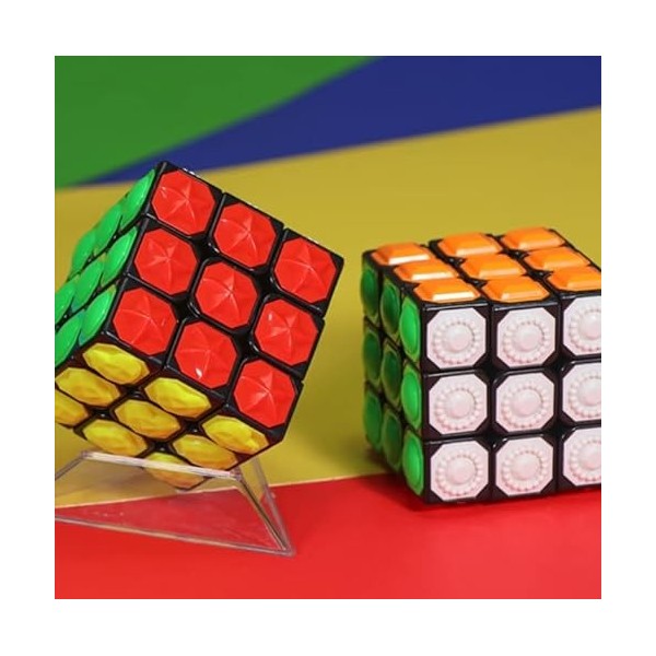 TaoLeLe Cube de Vitesse pour Aveugle 3D Effet de Relief en Relief Cube Magique Braille IQ Jeux de Raisonnement Puzzles Spécia