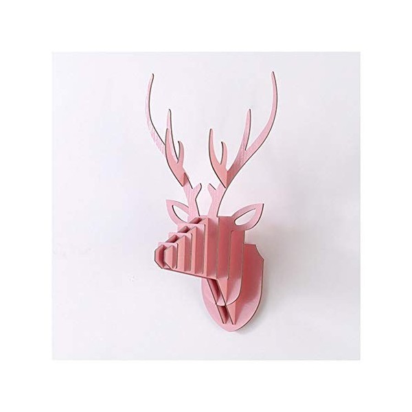 JHWSX Deer Head Antler 3D Puzzle, Créatif Moderne Simplicité Bricolage Art Papier Renne Salon Fond Paroi Décoration Color : 