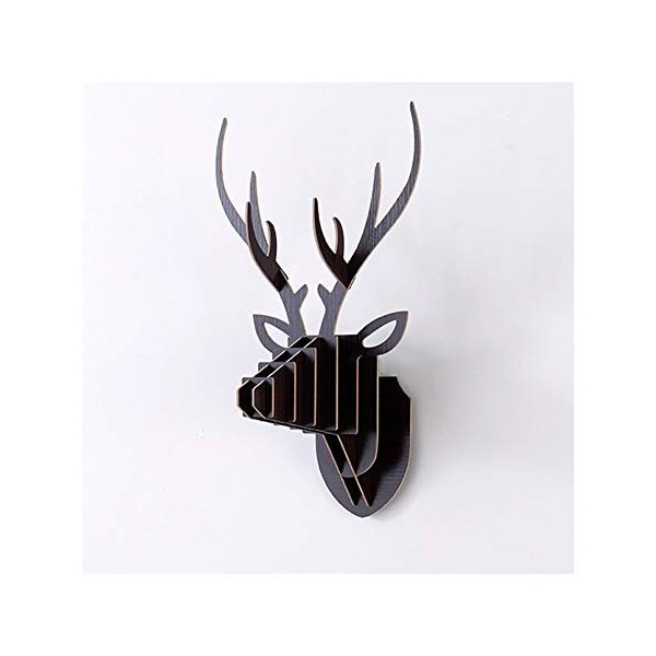 JHWSX Deer Head Antler 3D Puzzle, Créatif Moderne Simplicité Bricolage Art Papier Renne Salon Fond Paroi Décoration Color : 