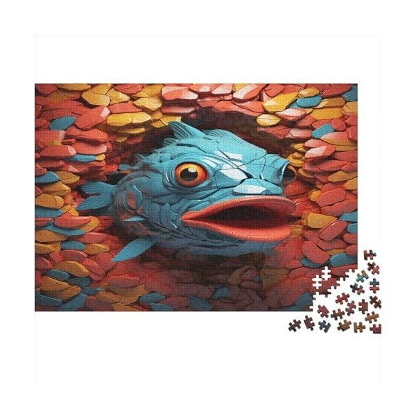 Effets Visuels 3D Puzzles en Bois pour Adultes,Poisson Jeux Interactifs pour La Famille, Jeux De Puzzle, Puzzles Stimulants 5