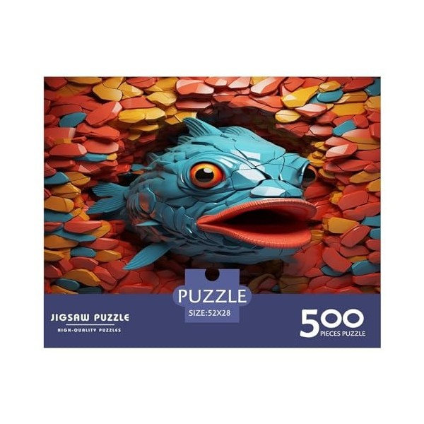 Effets Visuels 3D Puzzles en Bois pour Adultes,Poisson Jeux Interactifs pour La Famille, Jeux De Puzzle, Puzzles Stimulants 5