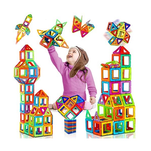 Construction Magnetique Enfant 3 4 5 6 Ans Garcon Fille 38PCS Blocs Jouet  Jeux de Construction Cadeaux Danniversaire de Noël