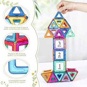 aaczly Construction Magnetique Enfant 74 Pièces Blocs de Construction Magnétiques Enfants Educatif Jeux Cadeaux pour Enfants 