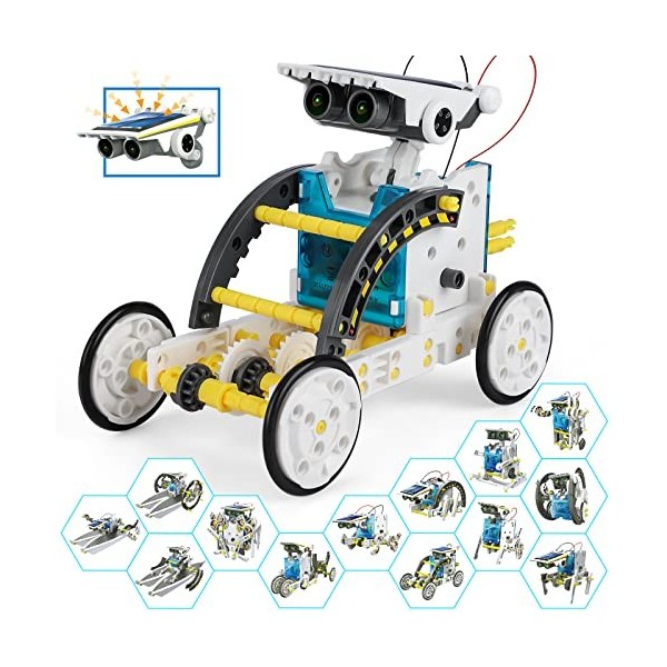 Robot Solaire, 13 en 1 Robot Jouet Enfant Maquette Voiture Jeux de Construction Robotique Éducative Exterieur Experiences Sci