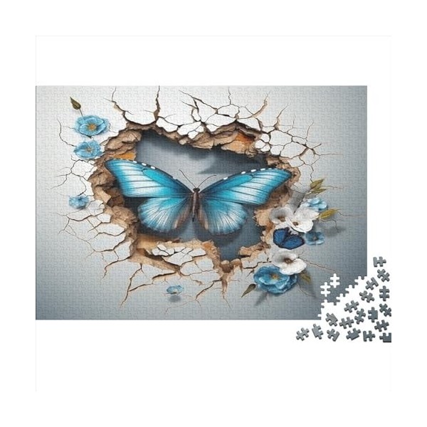 Effet 3D Papillon 1000 Pièces, DIY Puzzle, Divertissement Créatif, Cadeau, Amuesment, Puzzles Classiques Animal en Bois 100