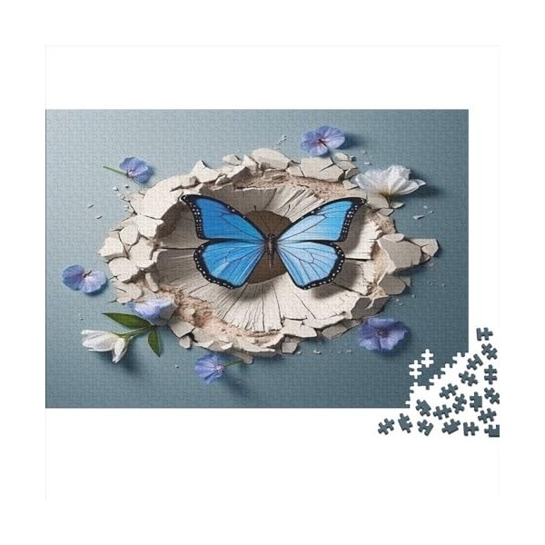 Effet 3D Papillon 1000 Pièces, DIY Puzzle, Divertissement Créatif, Cadeau, Amuesment, Puzzles Classiques Animal en Bois 100