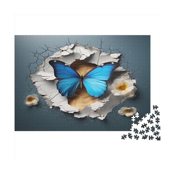 Effet 3D Papillon 1000 Pièces, DIY Puzzle, Divertissement Créatif, Cadeau, Amuesment, Puzzles Classiques Animal en Bois 100