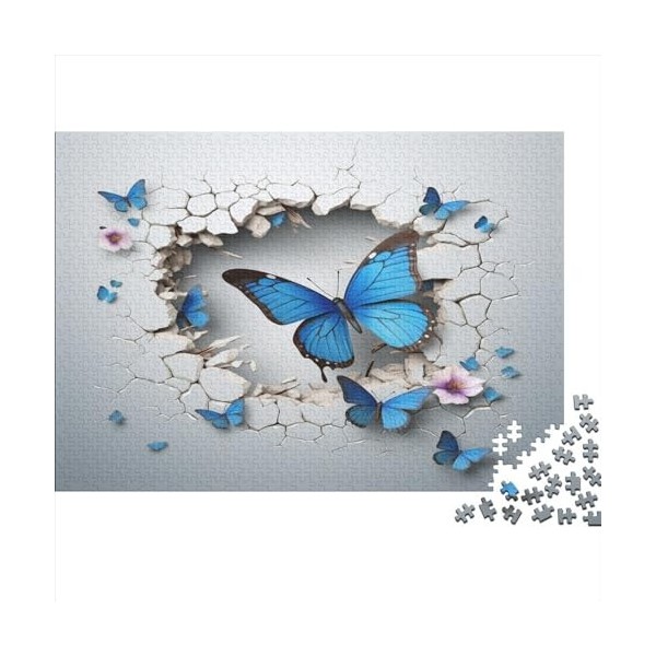 Effet 3D Papillon 1000 Pièces, DIY Puzzle, Divertissement Créatif, Cadeau, Amuesment, Puzzles Classiques Animal en Bois 100