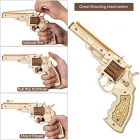 Pistolet à élastique Corsac M60 - Puzzle 3D Mécanique en Bois Rokr