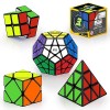 ROXENDA Ensemble Speed Cube, [5 Pack] Cube de Magique 2x2x2 3x3x3 Dodécaèdre Skew Pyramid Vitesse Cube de Magique, Puzzle de 