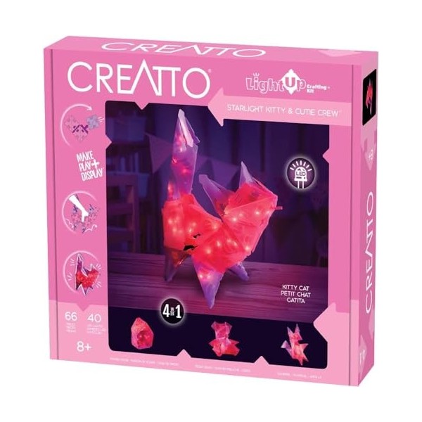 Thames & Kosmos , 03492 , Creatto: Starlight Kitty & Cutie Crew , Build up to 4 Crafting kits , Make, Play & Display , 3D Lig