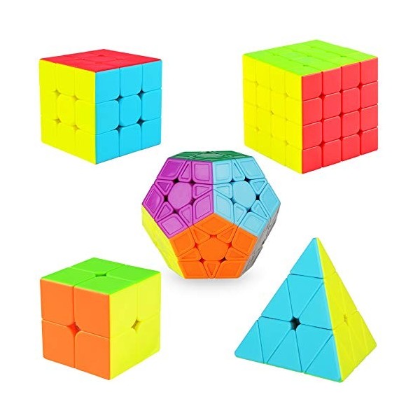 Speed Cube Ensemble 2x2 3x3 4x4 Pyramid Pyraminx Megaminx Magic Cube, Smooth Magique Cubos Magic Puzzle Cube Bundle sans Auto