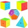 Speed Cube Ensemble 2x2 3x3 4x4 Pyramid Pyraminx Megaminx Magic Cube, Smooth Magique Cubos Magic Puzzle Cube Bundle sans Auto