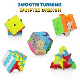 Speed Cube Ensemble 2x2 3x3 4x4 Pyramid Pyraminx Megaminx Magic Cube, Smooth Magique Cubos Magic Puzzle Cube Bundle sans Auto