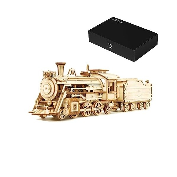 Luminova Puzzle 3D train à vapeur en bois pour adolescents et adultes, à monter soi-même, modèle de véhicule en bois, artisan
