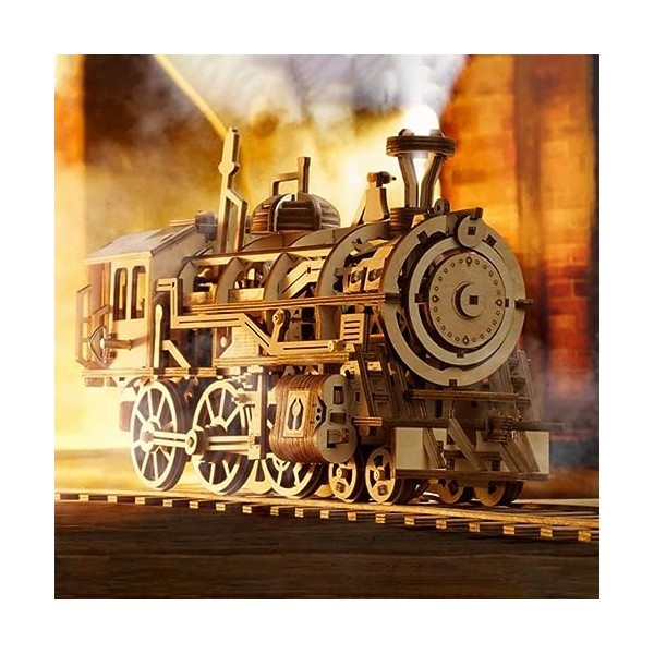 Luminova Puzzle 3D train à vapeur en bois pour adolescents et adultes, à monter soi-même, modèle de véhicule en bois, artisan