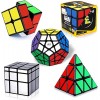 ROXENDA Speed Cube Set, Cube de Vitesse 2x2 3x3 Pyramide Dodécaèdre Miroir Cube - Collection Cube Magique Fast pour Enfants e