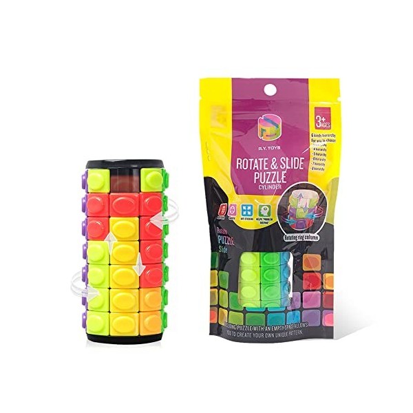 R.Y.TOYS Rubix Cube, jouet cube magique, casse-tête pour adultes, rotation cylindrique, jeu de main agitée, cadeau pour enfan