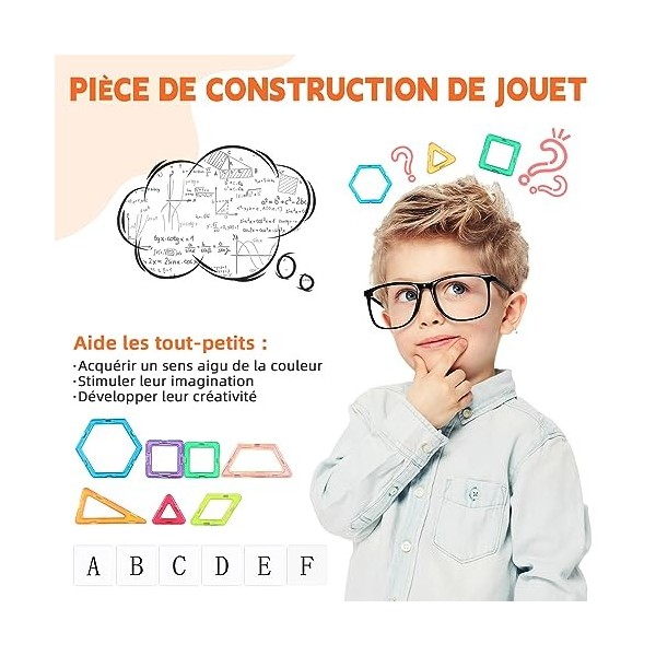 Jokooan Construction Magnetique Enfant 144 pcs, Set de Bâtons Magnétiques  STEM Jouet, Jeux Educatif de Construction pour Enfa