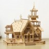 Puzzle 3D, modèle en Bois pour Adultes et Enfants, modèle de Construction de Villa rétro éclairée pour Adultes, Puzzle en Boi