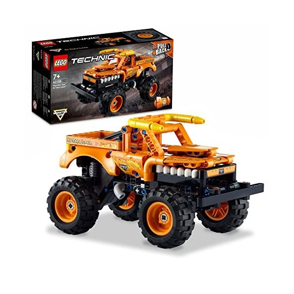 LEGO 42135 Technic Monter Jam El Toro Loco, Jouet de Voiture, 2 en 1, Truck et Véhicule Tout-Terrain, avec Rétrofriction, Gar