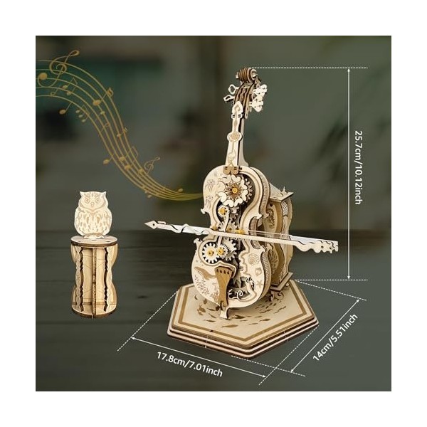 OSPALEM 3D pour Violoncelle Puzzle Kit de modèle Violoncelle en Bois Bricolage Construction kit de Construction créatif 3D Pu