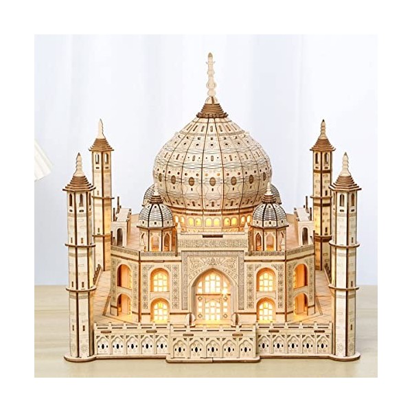 AIOKMBR 388pcs Kit de Puzzle de modèle 3D Mahal Kit de modèle de Taj Mahal avec Un modèle Bricolage LED Kit