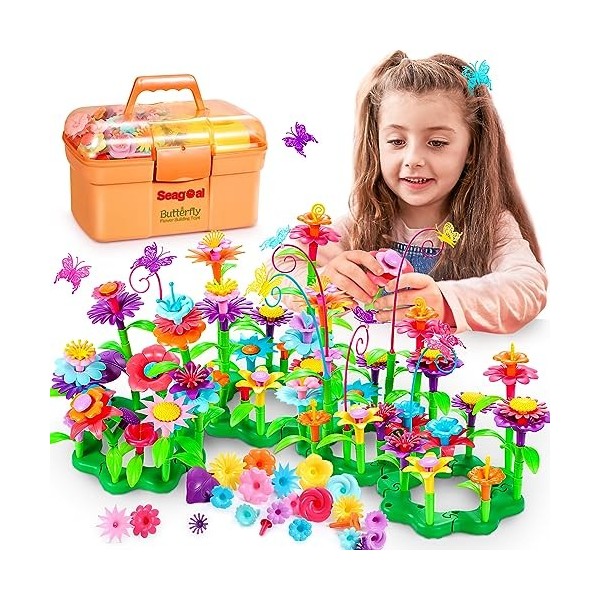 Seagoal Jouets de Construction de Jardin de Fleurs pour Fille 3 4 5 Ans | Jeu Construction Fleurs | Ensembles de Bouquets pou