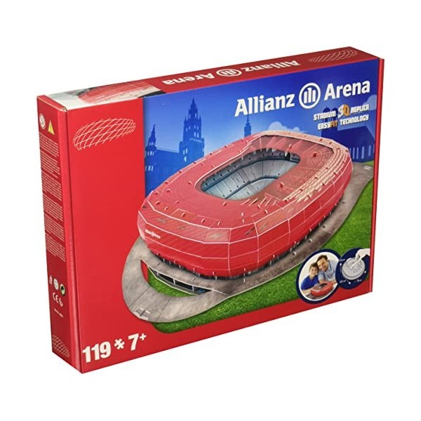 Megableu Allianz Arena Bayer De Munich Puzzle 3D Mixte Adulte, Rouge-Rouge, Taille 1