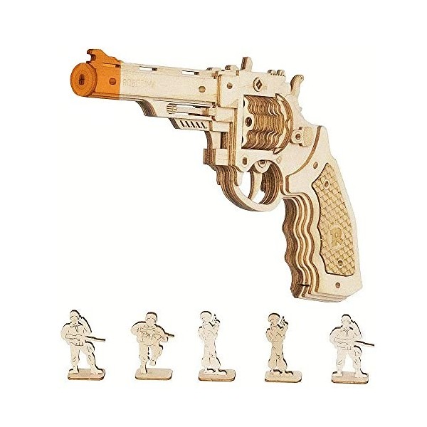 Robotime Pistolet Jeux Construction Bois Puzzle - mécanique en Bois 3D pour Enfants de 14 Ans et Adulte Corsac M60 