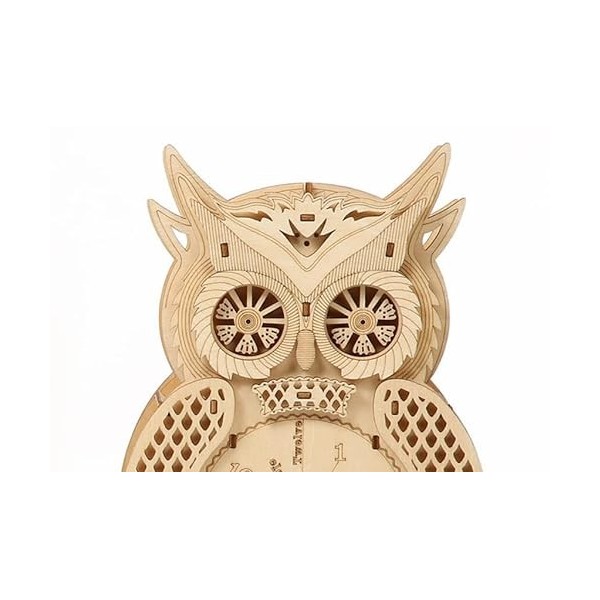 Puzzle 3D en Bois Modèle Horloge de Hibou Puzzle Horloge Murale 46 Pièces