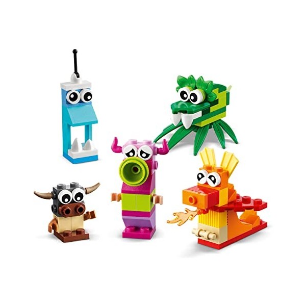 LEGO 11017 Classic Monstres Créatifs, Boite de Briques, 5 Jouets en Forme de Mini-Monstre à Construire pour Les Enfants de 4 