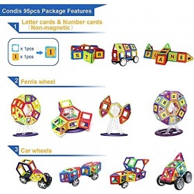 Condis Jeux de Societes Aimantés Construction Magnetiques Enfants 95 PCS, Jouet pour Fille Garcon 2 3 4 5 6 7 Ans Petits Cade