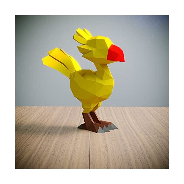 Yona DIY, Chocobo Papercraft kit, Chocobo de papier, Décoration，Décoration dintérieur, trophée de papier, cadeau, Origami 3D