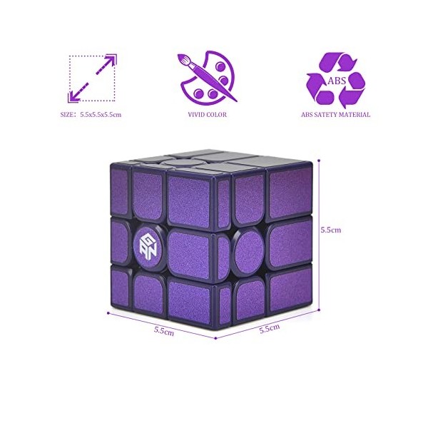 GAN Mirror M Cube, 3 x 3 M Cube de vitesse Violet Gan Mirror Blocks Magnetic Cube Puzzle